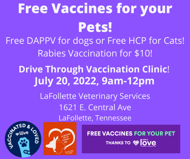 PetCo Love Free Vaccinations Spay Campbell County Tennessee Pets (SpayCC)